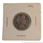 1901 Barber Quarter Dollar United States Silver Coin Nice Well Circulated
