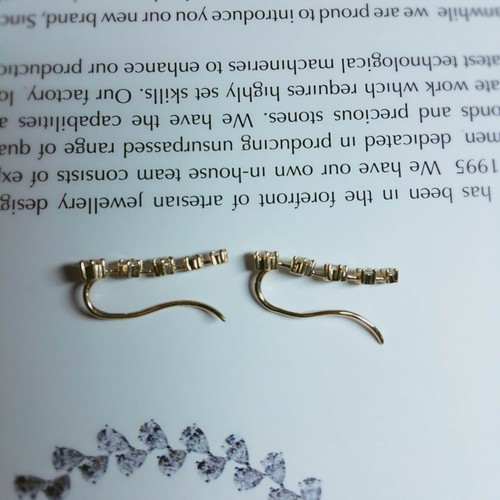 14K Yellow Gold Lab Grown Diamonds Ear Crawler Cuff Climber Earrings