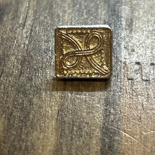 Vintage Gold Tone Collectible Square Textured Letter  H  Lapel Pin Tie Tack