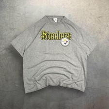 VTG Y2K Pittsburgh Steelers NFL Logo Grey Graphic T Shirt Size 2XL