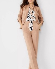 Ann Taylor The Straight Pant In Double Knit Size 8 Petite Natural Caramel Seamed