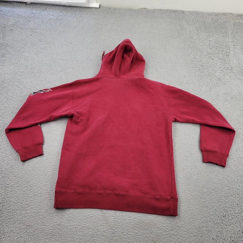 Sudadera con Capucha Tribal Athletech Para Hombre Mediana De Colección Años 90 Roja Gráfica Cordón Manga Larga Foto 2 de 4