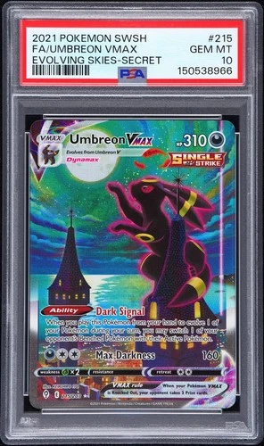 2021 POKEMON SWORD & SHIELD EVOLVING SKIES SECRET FULL ART/UMBREON VMAX PSA 10
