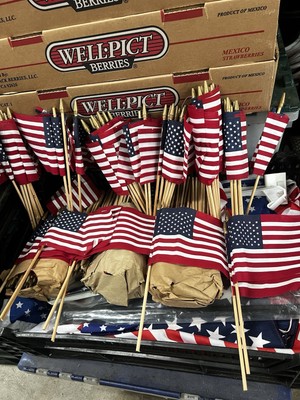 18 SMALL AMERICAN FLAGS US FLAGS/ MINI USA FLAG ON A STICK 4  X 6 /ONLY .55 Each