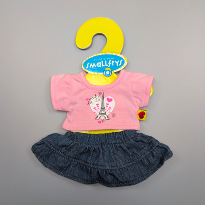 Build A Bear Smallfry/Buddies rosa Eiffelturm Top und Jeansrock Outfit Set