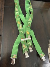 St Patrick Day Suspenders Leprechaun Pot of Gold Pipe Shamrock Green Metal Clips