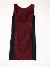 NWT Talbots Dress Womens 8P Black Red Paisley Pencil Knee Lined Sleeveless