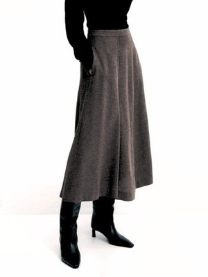 NWT Massimo Dutti Wool Blend Skirt A Line Grey size L
