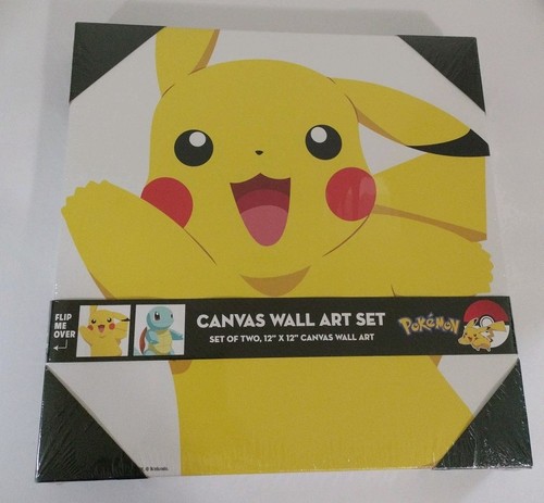 Pikachu And Squirtle Canvas Wall Art Set,Set Of 2 12x12 Pokemon - Afbeelding 1 van 2