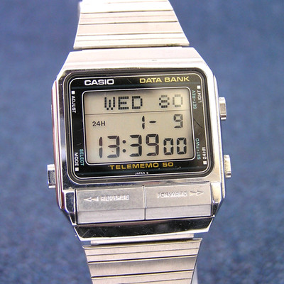 Vintage 80s Casio Databank DB-500 Digital Watch Japanese Model Silver Telememo