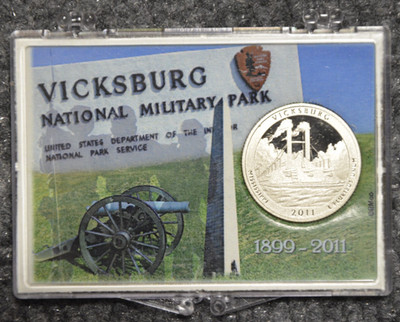 2011-S Clad Proof Vicksburg National Park Quarter 25C w/ 2x3 Snaplock Case