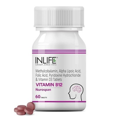 INLIFE Vitamin B12 (Methylcobalamin) 1500mcg Supplement with ALA - 60 Tablets