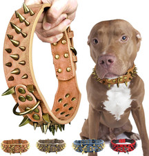 Spiked Studded Dog Collar with Large Sharp Spikes,2 Inch Wide Leather Dog Collar