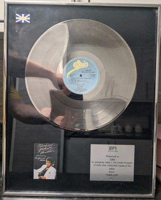 Michael Jackson Thriller BPI 10x Platinum Award Plaque CBS Rare Collectable