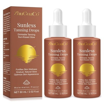 2x Bräunungstropfen zum Trinken - Natürliche Tanning Drops für strahlende Bräune