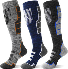 3 Pairs Unisex Merino Wool Ski Thermal Warm Thick Knee High Long Socks