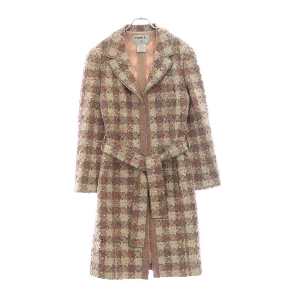 Cappotto lungo Chanel taglia 44 Coco tweed cintura senza bottoni P23417W03305 B pavimentazione r Ps