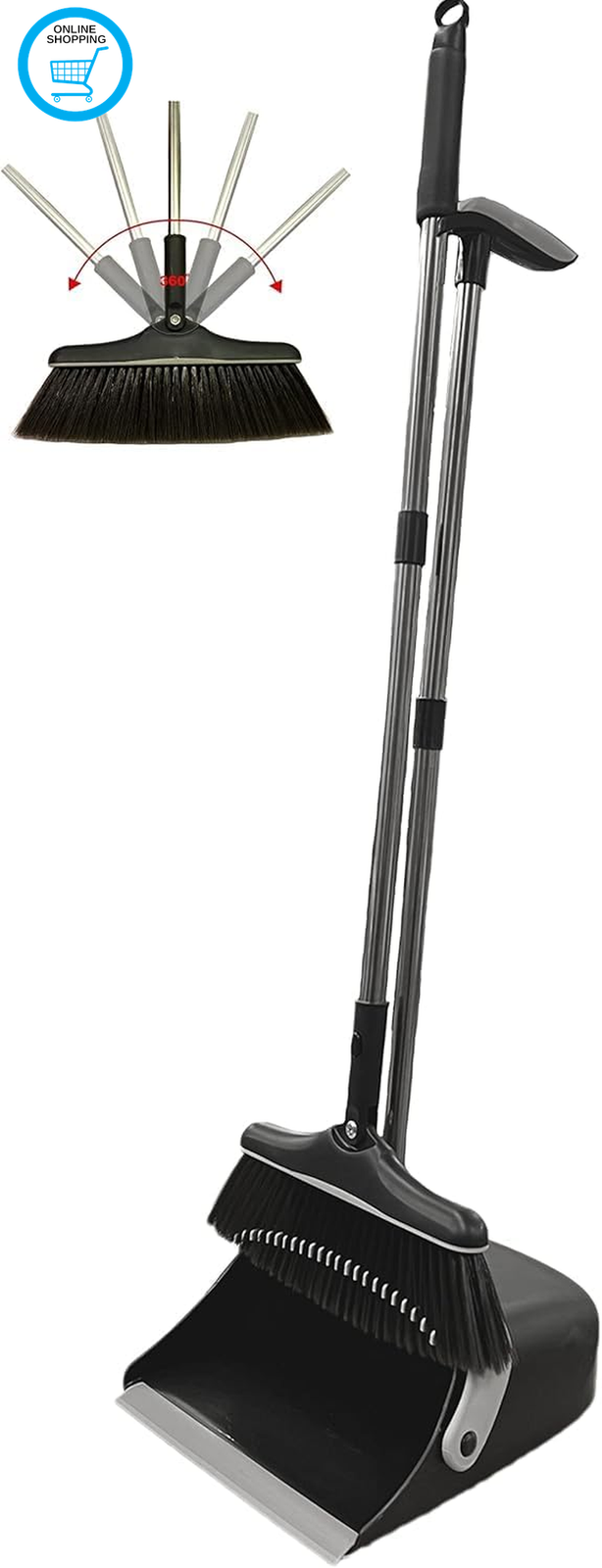 Long Handled Dustpan and Brush, Broom and Dustpan Set, Household Dust Pan Combo
