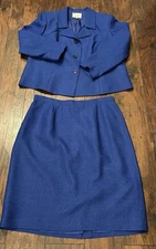Le Suit Women's 2-Piece Skirt Suit Royal Blue Size 16WP UEC