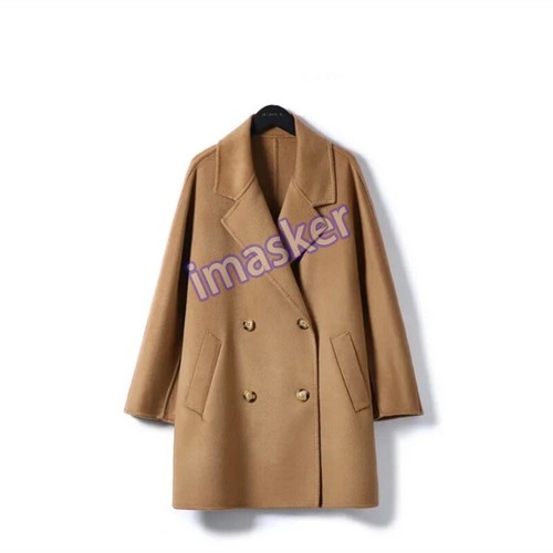 Short Wool Coat Women Elegant Double Sided Woolen Cashmere Jackets Outwear Lapel - Picture 5 of 16