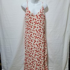 Reformation Alexandra Slip Dress Midi Red Daisies Daisy V Neck Size 10 READ