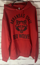 Arkansas State Red Wolves Unisex Size L Red Hoodie Long Sleeve W/Pockets