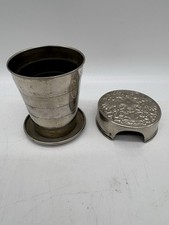 Vintage Collapsible Aluminum Tin Traveling Drinking Cup Camping Fishing Boating