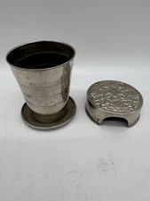 Vintage Collapsible Aluminum Tin Traveling Drinking Cup Camping Fishing Boating