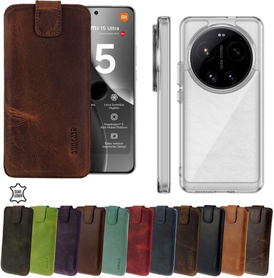 Hülle für Xiaomi 15 Ultra 5G Leder Tasche für dicker Bumper Maße 168x82x15 mm