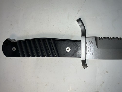 Böker Combat Boot Knife #066 Micarta Handles, Sawback Tactical Canvas Leg Sheath - Picture 8 of 14