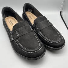 Clarks Cora Ashley Black Leather Slip On Loafers Ultimate Comfort Womens 9