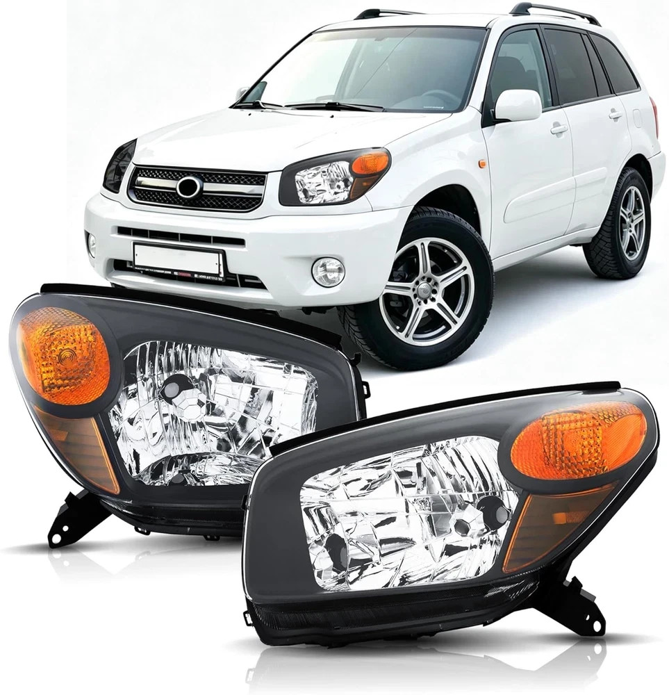 Headlights Assembly Compatible with 2004 2005 Toyota RAV4 Halogen Type Headlamp