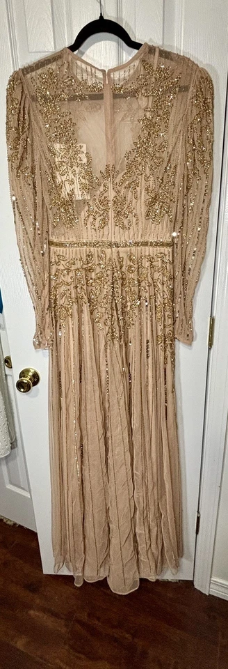 NUEVO CON ETIQUETAS MAC DUGGAL TALLA 6 lentejuelas cosidas a mano con detalles florales #93638 Foto 3 de 4