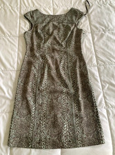 Tory Burch Sheath Size 12 Brown Green Floral Pattern V-Back Classic Designer