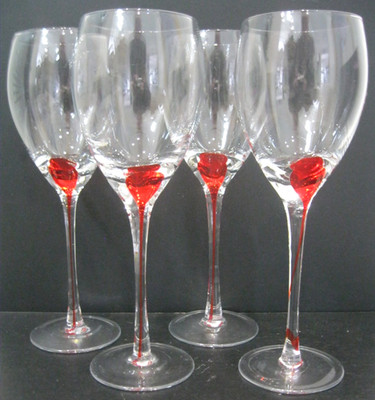 Set 4x Luminarc Red Drip Stiel große Weingläser - Top Zustand
