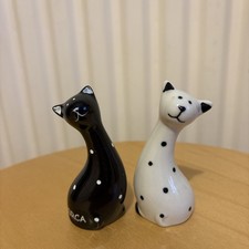 Black & White Spotted Cats (Mallorca)  Salt & Pepper Pots - Ceramic