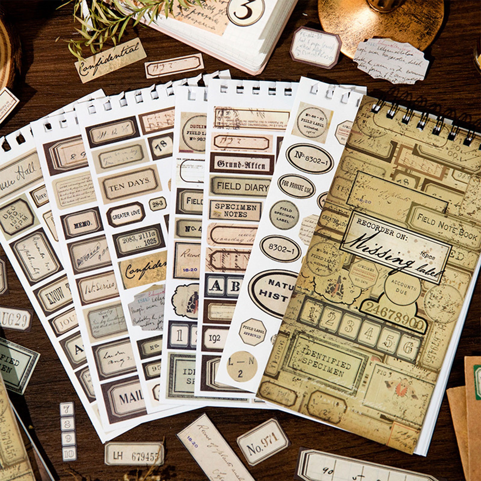 12Pcs Retro Style Decorative Planner Stickers For Journal Calendar Excellent