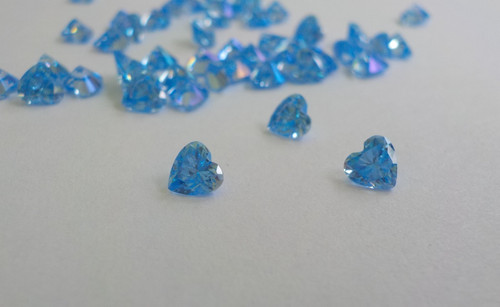 Blue Heart Cubic Zirconia Stone Pointed Back Loose 4 mm Total 15