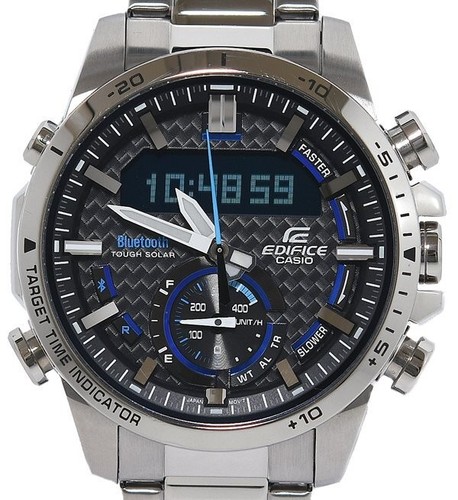CASIO EDIFICE Smartphone Link ECB-800D-1AJF Solar Black Blue Men's Watch - Picture 1 of 10