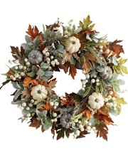 Fall Wreath for Front Door Autumn Wreath Maple Leaf Pumpkins Berries Decor UK