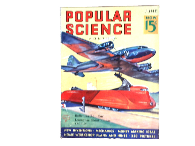 Popular Science Monthly – June 1937 – Airplane Launch by Train 