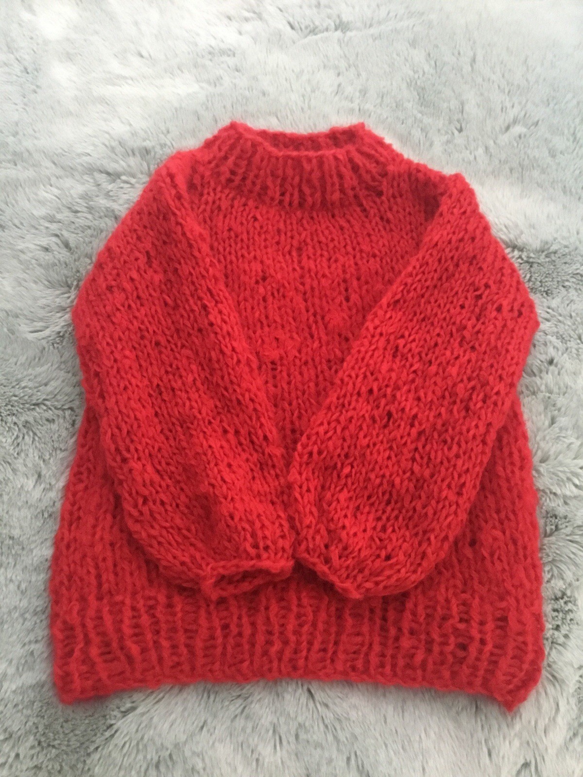 Handmade Sweater knitted from Loopy Mango So Soft Mohair Yarn Valentine Red❣️