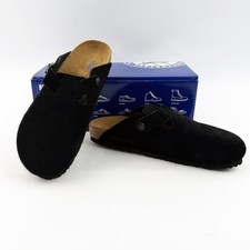 Birkenstock Boston Soft Footbed Suede Clog Black Unisex Shoe Have Narrow/Wide