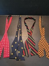 Lot of 4 Vintage Silk Self Tie Bow Ties Brooks Brothers Golden Fleece Polo Ralph