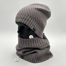 Adidas Ladies Golf Beanie GU1511 Snood GU1512 Taupe Grey Set Wool Blend Fleece