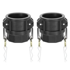 2 Pcs 2" Part D Female Adapter x Female Thread Cam Groove Hose Fittings, Black