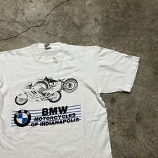 Vintage BMW Motorcycles Indianapolis T Shirt Mens Large White 90s Racing Moto