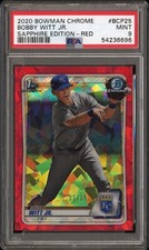 2020 Bowman Chrome Sapphire Bobby Witt Jr Red /15 PSA 9 1st