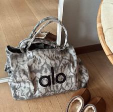 ALO Yoga Large Gray Tie-Dye Canvas Cotton Tote Bag for Gym Travel  Everyday NWT