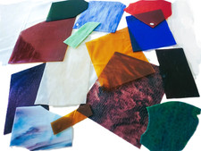 Lot of Stained- Glass Lg Remnants- 14pc.- 12 lbs.- Assorted Color/Texture/Marble